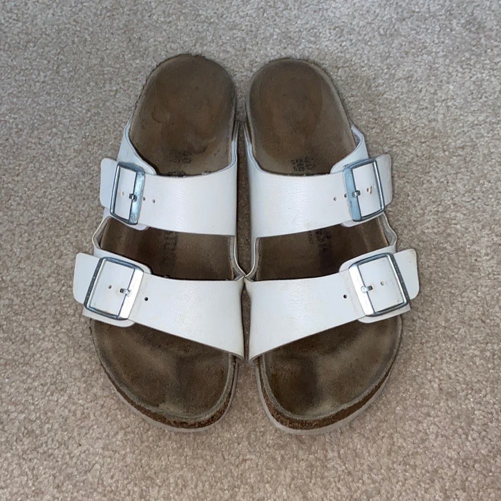 White Arizona Birko-Flor sandals Birkenstock